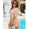 imageBlooming Jelly Womens Swimsuit Coverup Swimwear Beach Cover ups Bathing Suit Cover up Drawstring Shirt Dresses 2024Bbeige