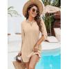 imageBlooming Jelly Womens Swimsuit Coverup Swimwear Beach Cover ups Bathing Suit Cover up Drawstring Shirt Dresses 2024Bbeige