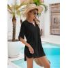 imageBlooming Jelly Womens Swimsuit Coverup Swimwear Beach Cover ups Bathing Suit Cover up Drawstring Shirt Dresses 2024Bblack
