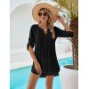 imageBlooming Jelly Womens Swimsuit Coverup Swimwear Beach Cover ups Bathing Suit Cover up Drawstring Shirt Dresses 2024Bblack