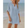 imageBlooming Jelly Womens Swimsuit Coverup Swimwear Beach Cover ups Bathing Suit Cover up Drawstring Shirt Dresses 2024Bhaze Blue