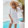 imageBlooming Jelly Womens Swimsuit Coverup Swimwear Beach Cover ups Bathing Suit Cover up Drawstring Shirt Dresses 2024Bwhite