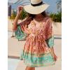 imageBlooming Jelly Womens Swimsuit Coverups Bathing Suit Bikini Swimwear Cover Up VNeck Beach Boho DressesOrangefloral Print