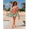 imageBlooming Jelly Womens Swimsuit Coverups Bathing Suit Bikini Swimwear Cover Up VNeck Beach Boho DressesOrangefloral Print