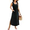 imageBlooming Jelly Women Swimsuit Cover Ups Bathing Suit Coverup Beach Dress Tank Swimwear Cover up with PocketsBlack