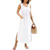 imageBlooming Jelly Women Swimsuit Cover Ups Bathing Suit Coverup Beach Dress Tank Swimwear Cover up with PocketsWhite