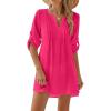 imageBlooming Jelly Womens Swimsuit Coverup Swimwear Beach Cover ups Bathing Suit Cover up Drawstring Shirt Dresses 2024Bhot Pink