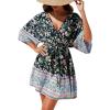 imageBlooming Jelly Womens Swimsuit Coverups Bathing Suit Bikini Swimwear Cover Up VNeck Beach Boho DressesBlackfloral Print