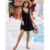 imageBlooming Jelly Women Bathing Suit Cover Up Swim Beach Dresses Cover Ups V Neck Lace Trim Swimsuit CoverupsBlack