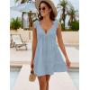 imageBlooming Jelly Women Bathing Suit Cover Up Swim Beach Dresses Cover Ups V Neck Lace Trim Swimsuit CoverupsHaze Blue