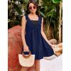imageBlooming Jelly Women Bathing Suit Cover Up Swim Beach Dresses Cover Ups V Neck Lace Trim Swimsuit CoverupsNavy Blue