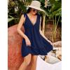 imageBlooming Jelly Women Bathing Suit Cover Up Swim Beach Dresses Cover Ups V Neck Lace Trim Swimsuit CoverupsNavy Blue