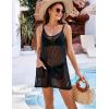 imageBlooming Jelly Womens Crochet Swimsuit Coverups Bathing Suit Swim Cover Up Spaghetti Straps Beach Dresses with PocketsBlack