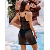 imageBlooming Jelly Womens Crochet Swimsuit Coverups Bathing Suit Swim Cover Up Spaghetti Straps Beach Dresses with PocketsBlack