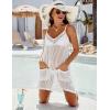 imageBlooming Jelly Womens Crochet Swimsuit Coverups Bathing Suit Swim Cover Up Spaghetti Straps Beach Dresses with PocketsWhite