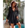 imageBlooming Jelly Womens Swimsuit Coverup V Neck Chiffon Bathing Suit Beach Dress Flowy Swim Bikini Cover UpBlack