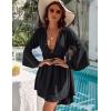 imageBlooming Jelly Womens Swimsuit Coverup V Neck Chiffon Bathing Suit Beach Dress Flowy Swim Bikini Cover UpBlack