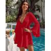 imageBlooming Jelly Womens Swimsuit Coverup V Neck Chiffon Bathing Suit Beach Dress Flowy Swim Bikini Cover UpRed