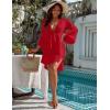 imageBlooming Jelly Womens Swimsuit Coverup V Neck Chiffon Bathing Suit Beach Dress Flowy Swim Bikini Cover UpRed
