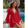imageBlooming Jelly Womens Swimsuit Coverup V Neck Chiffon Bathing Suit Beach Dress Flowy Swim Bikini Cover UpRed