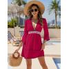 imageBlooming Jelly Womens Swimsuit Coverup V Neck Chiffon Bathing Suit Beach Dress Flowy Swim Bikini Cover UpRed Colorblock