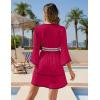 imageBlooming Jelly Womens Swimsuit Coverup V Neck Chiffon Bathing Suit Beach Dress Flowy Swim Bikini Cover UpRed Colorblock