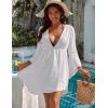 imageBlooming Jelly Womens Swimsuit Coverup V Neck Chiffon Bathing Suit Beach Dress Flowy Swim Bikini Cover UpWhite