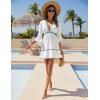 imageBlooming Jelly Womens Swimsuit Coverup V Neck Chiffon Bathing Suit Beach Dress Flowy Swim Bikini Cover UpWhite Colorblock