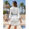imageBlooming Jelly Womens Swimsuit Coverup V Neck Chiffon Bathing Suit Beach Dress Flowy Swim Bikini Cover UpWhite Colorblock