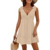 imageBlooming Jelly Women Bathing Suit Cover Up Swim Beach Dresses Cover Ups V Neck Lace Trim Swimsuit CoverupsBeige