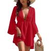 imageBlooming Jelly Womens Swimsuit Coverup V Neck Chiffon Bathing Suit Beach Dress Flowy Swim Bikini Cover UpRed