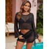 imageBlooming Jelly Women Swim Cover Up Beach Dress Crochet Swimsuit Coverup Sets Drawstring Summer Vacation Outfits 2024Black