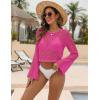 imageBlooming Jelly Women Swim Cover Up Beach Dress Crochet Swimsuit Coverup Sets Drawstring Summer Vacation Outfits 2024Hot Pink