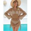 imageBlooming Jelly Women Swim Cover Up Beach Dress Crochet Swimsuit Coverup Sets Drawstring Summer Vacation Outfits 2024Khaki
