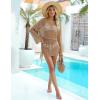 imageBlooming Jelly Women Swim Cover Up Beach Dress Crochet Swimsuit Coverup Sets Drawstring Summer Vacation Outfits 2024Khaki