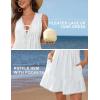 imageBlooming Jelly Womens Bathing Suit Cover Up Pleated Lace Up Swim Beach Dress Flower Trim Swimsuit Coverup with PocketsBlack