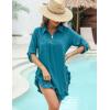 imageBlooming Jelly Womens Bathing Suit Cover Up Swimsuit Beach Cover Ups Summer Bikini Shirt Dress Ruffle Mini SundressBluegreen
