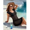 imageBlooming Jelly Womens Crochet Cover Up Ruffle Cap Sleeve Swimsuit Coverup Bathing Suit Cover Ups Trendy Summer Beach DressBlack