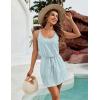 imageBlooming Jelly Womens Hollow Out Swimsuit Cover Up Criss Cross Back Swim Coverup Spaghetti Strap Boho Summer Dress 2025Light Blue