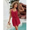 imageBlooming Jelly Womens Hollow Out Swimsuit Cover Up Criss Cross Back Swim Coverup Spaghetti Strap Boho Summer Dress 2025Red