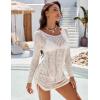 imageBlooming Jelly Womens Swimsuit Cover Up Bathing Suit Backless Crochet Swim Cover Ups Swimwear Bikini Beach DressBeige
