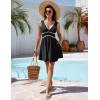 imageBlooming Jelly Womens Swimsuit Coverup Beach Bathing Suit Cover Up Color Block Sundress Summer Tank Dress with PocketsBlack