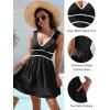 imageBlooming Jelly Womens Swimsuit Coverup Beach Bathing Suit Cover Up Color Block Sundress Summer Tank Dress with PocketsBlack