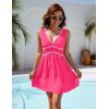 imageBlooming Jelly Womens Swimsuit Coverup Beach Bathing Suit Cover Up Color Block Sundress Summer Tank Dress with PocketsHot Pink