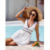 imageBlooming Jelly Womens Swimsuit Coverup Beach Bathing Suit Cover Up Color Block Sundress Summer Tank Dress with PocketsWhite