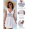 imageBlooming Jelly Womens Swimsuit Coverup Beach Bathing Suit Cover Up Color Block Sundress Summer Tank Dress with PocketsWhite