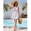 imageBlooming Jelly Womens Swimsuit Coverup Beach Bathing Suit Cover Up Color Block Sundress Summer Tank Dress with PocketsWhite
