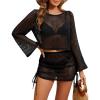 imageBlooming Jelly Women Swim Cover Up Beach Dress Crochet Swimsuit Coverup Sets Drawstring Summer Vacation Outfits 2024Black