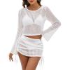 imageBlooming Jelly Women Swim Cover Up Beach Dress Crochet Swimsuit Coverup Sets Drawstring Summer Vacation Outfits 2024White