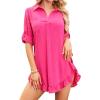 imageBlooming Jelly Womens Bathing Suit Cover Up Swimsuit Beach Cover Ups Summer Bikini Shirt Dress Ruffle Mini SundressRosered